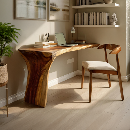 Handcrafted Live Edge Wood Desk For Home Studio Setup
